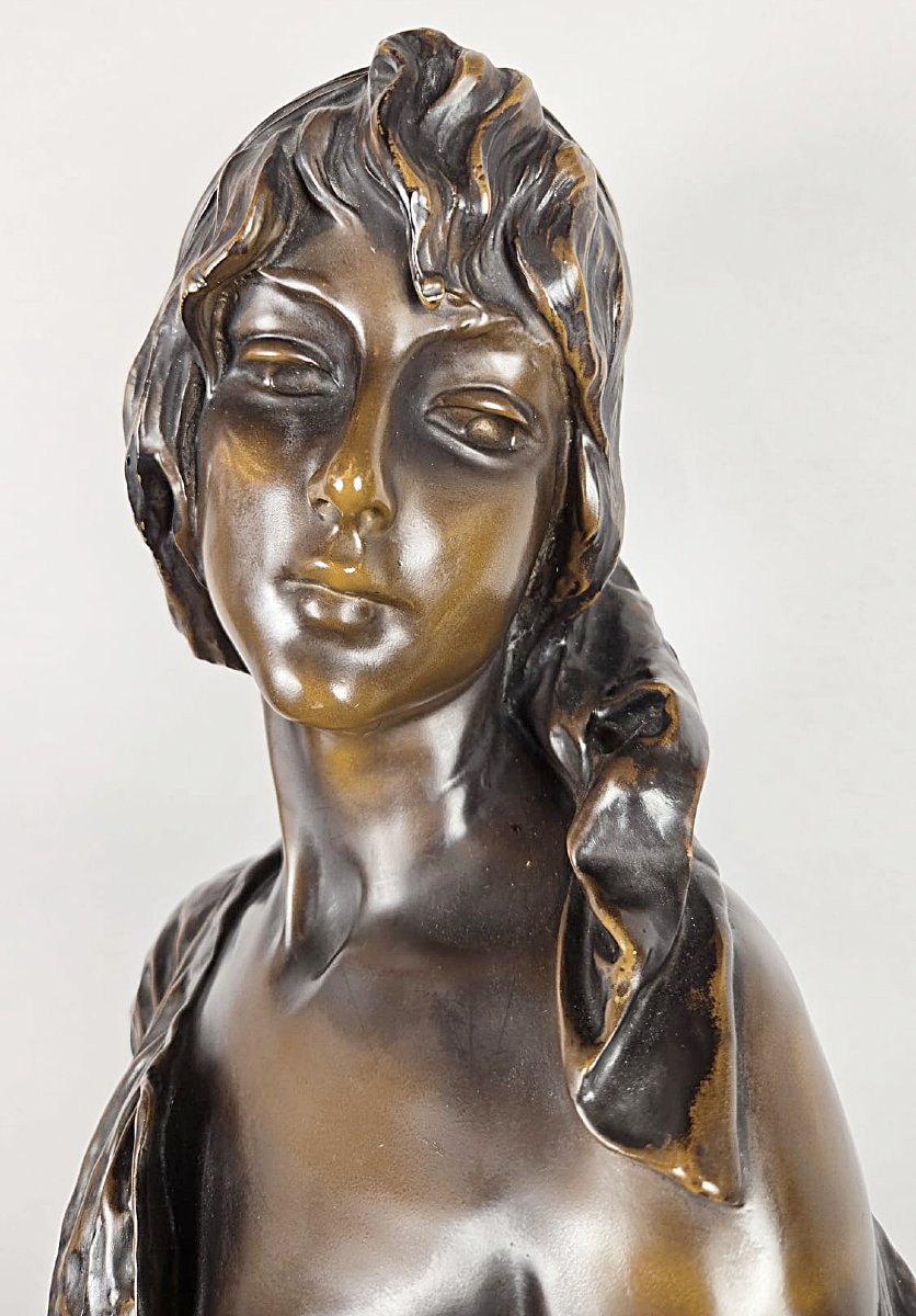 Bronze « Cendrillon », signé E. Villanis (1858-1914), époque Art nouveau.-photo-4