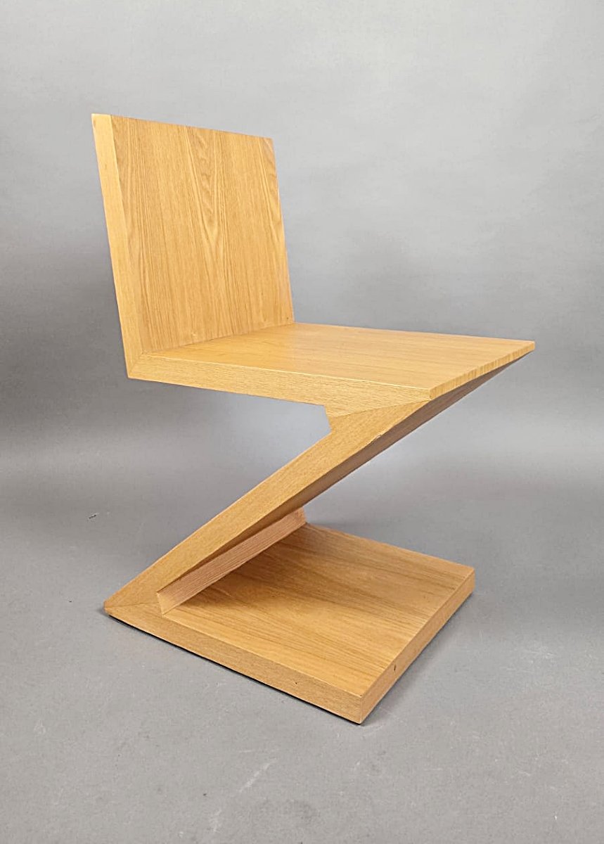 Ensemble de quatre chaises « Zig-Zag » de Gerrit Thomas Rietveld, vers 1970-photo-4