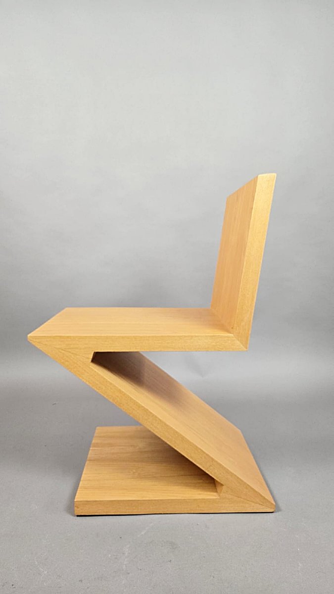 Ensemble de quatre chaises « Zig-Zag » de Gerrit Thomas Rietveld, vers 1970-photo-3