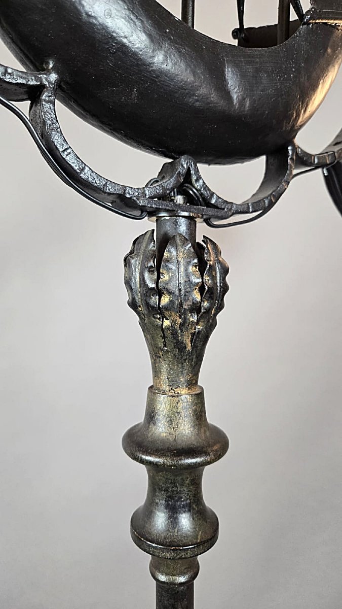 Wrought-iron And Murano Glass Floor Lamp, 1950s.-photo-3