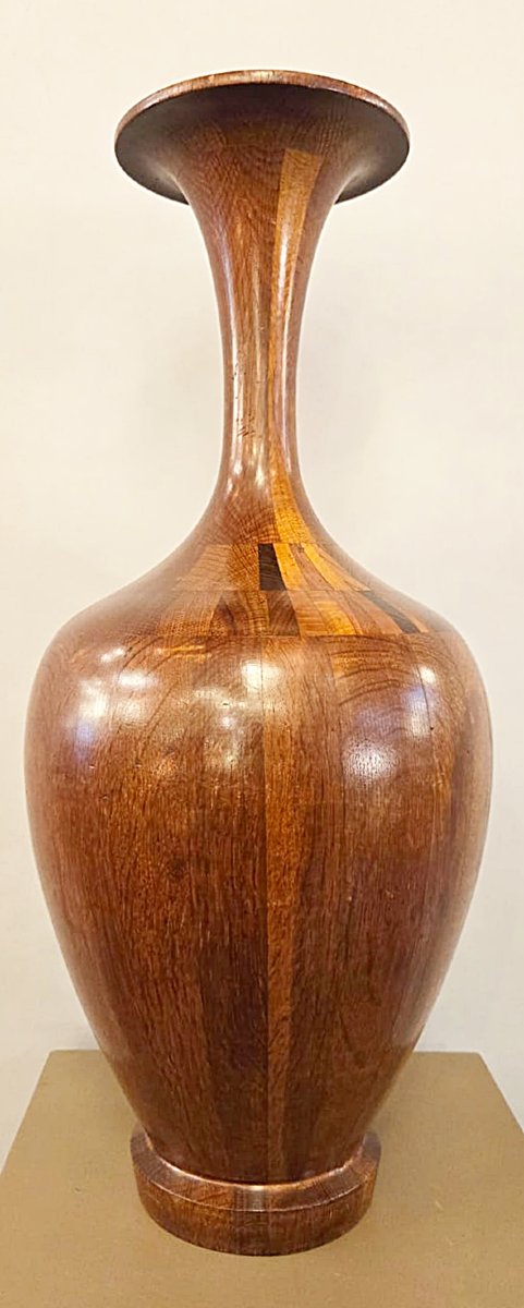 Hardwood Vase Turned By Maurice Bonami For De Coene, Circa 1950-photo-2