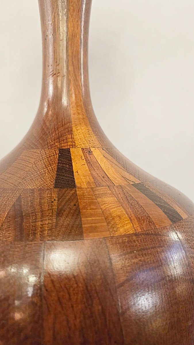 Hardwood Vase Turned By Maurice Bonami For De Coene, Circa 1950-photo-3