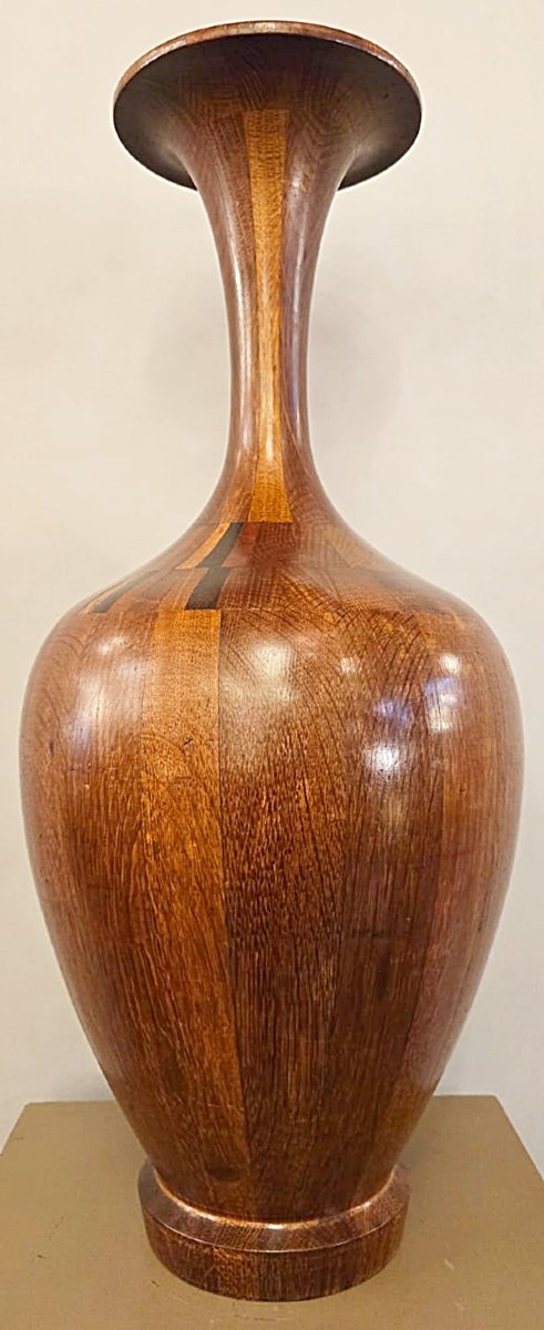Hardwood Vase Turned By Maurice Bonami For De Coene, Circa 1950-photo-2