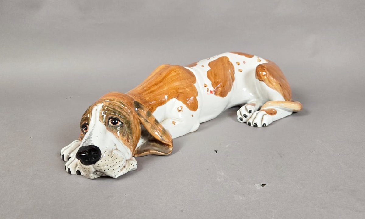 Chien en faïence vernissée, Italie 20th