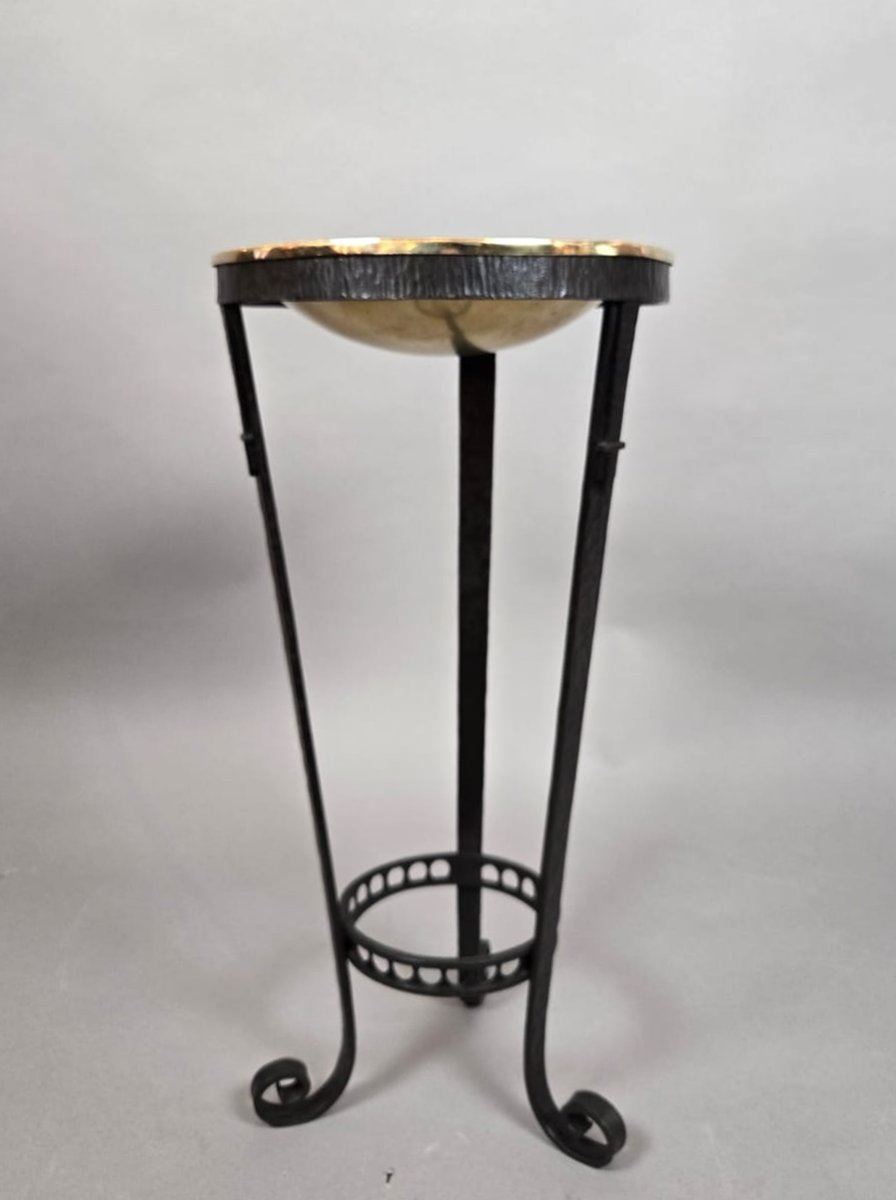 Art Deco Saddle Made Of Hammered Wrought Iron And Brass-photo-4