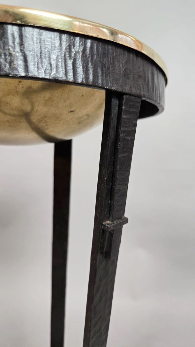 Art Deco Saddle Made Of Hammered Wrought Iron And Brass-photo-3