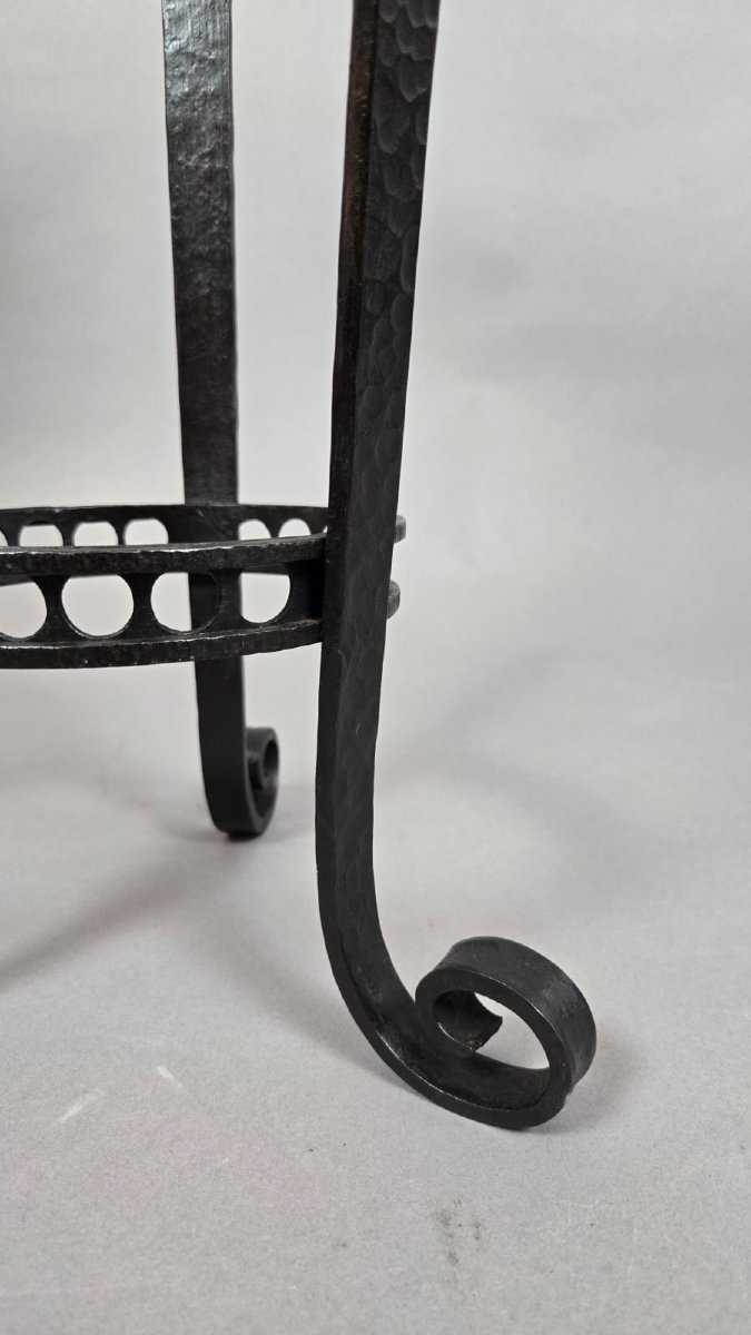Art Deco Saddle Made Of Hammered Wrought Iron And Brass-photo-4