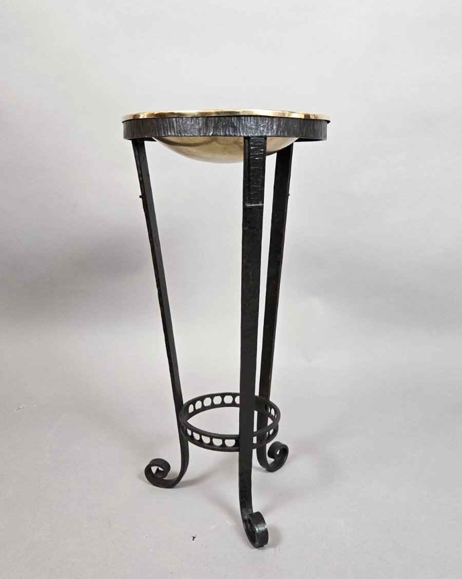 Art Deco Saddle Made Of Hammered Wrought Iron And Brass