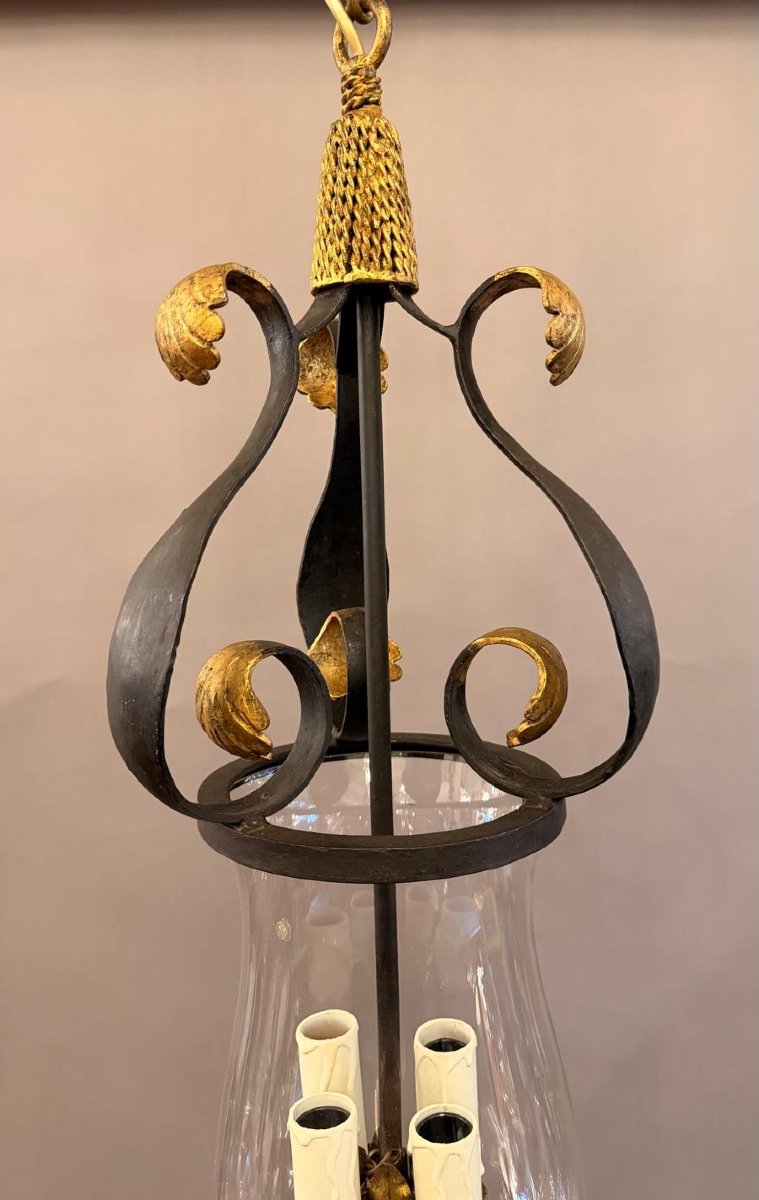 Small Vintage Wrought-iron Hallway Lantern-photo-2