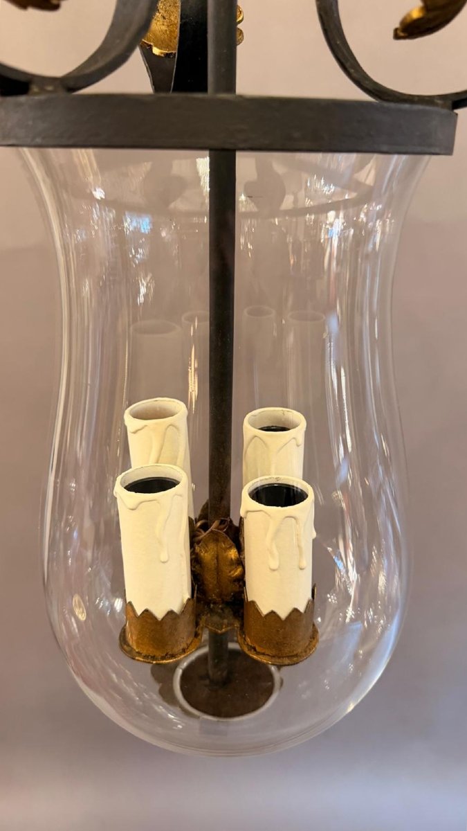 Small Vintage Wrought-iron Hallway Lantern-photo-3