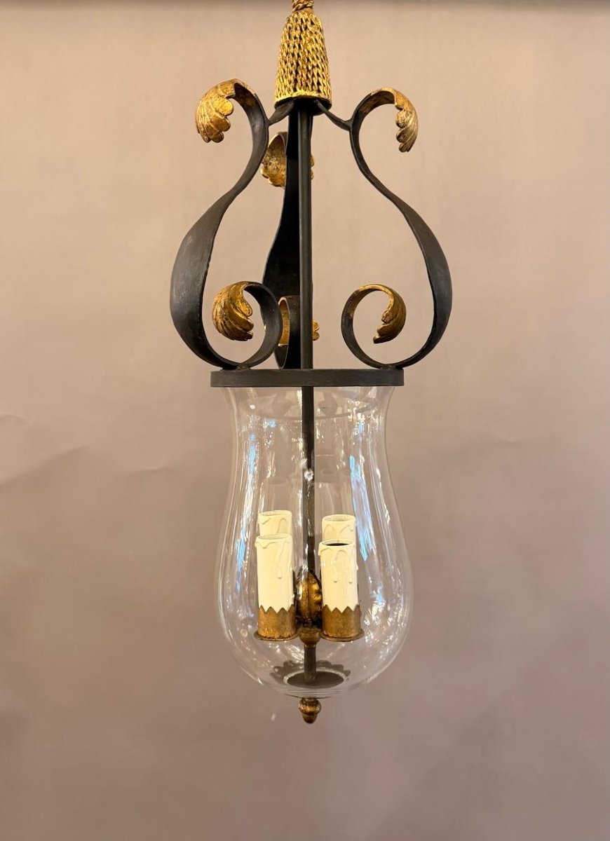 Small Vintage Wrought-iron Hallway Lantern-photo-5
