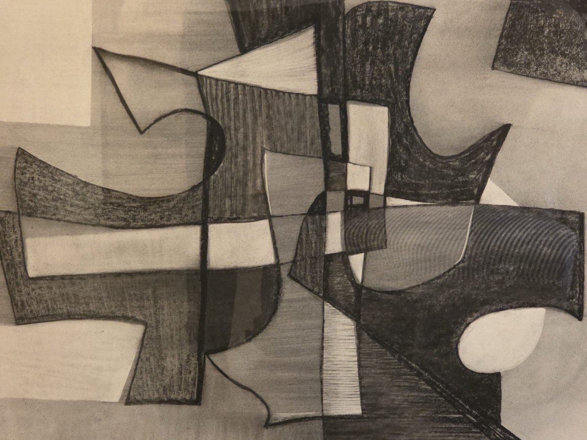 Sylvain Bronkart (1915–1967), Belgian School, Charcoal On Paper, Ca. 1960-photo-3