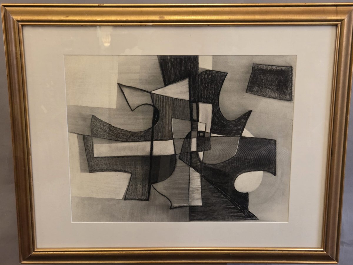 Sylvain Bronkart (1915–1967), Belgian School, Charcoal On Paper, Ca. 1960