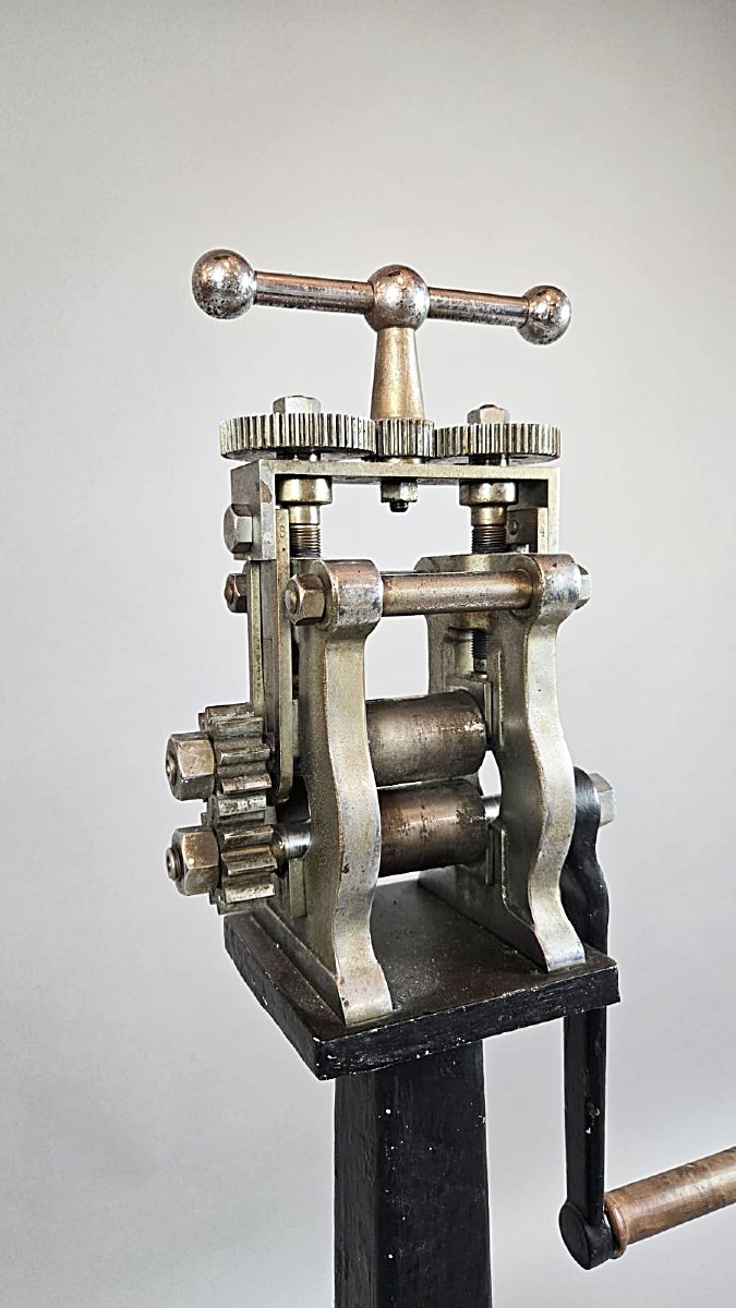 Jeweler's Rolling Mill On A Cast-iron Base, 20th Century-photo-3
