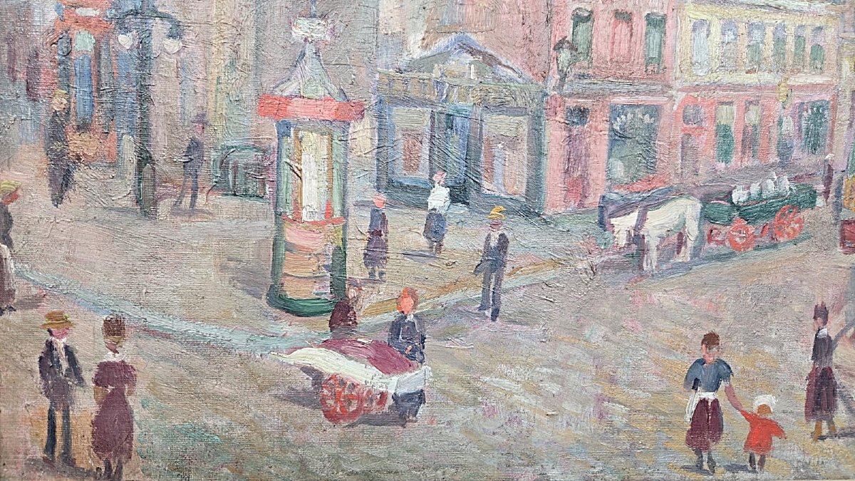 Raphaël Dubois (1888–1960), Belgian School, “church Of Saint Nicholas,” Oil On Canvas, Ca. 1920-photo-1