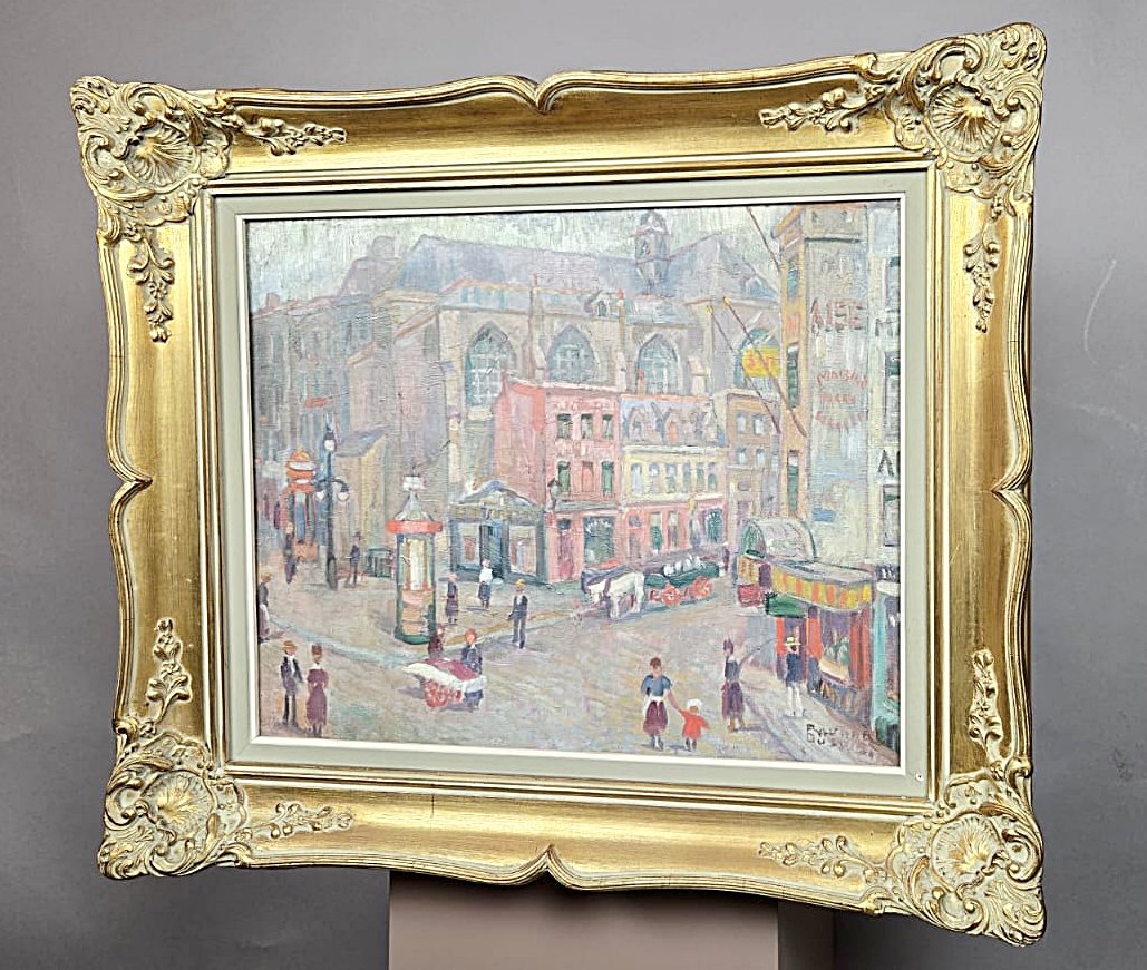 Raphaël Dubois (1888–1960), Belgian School, “church Of Saint Nicholas,” Oil On Canvas, Ca. 1920-photo-4