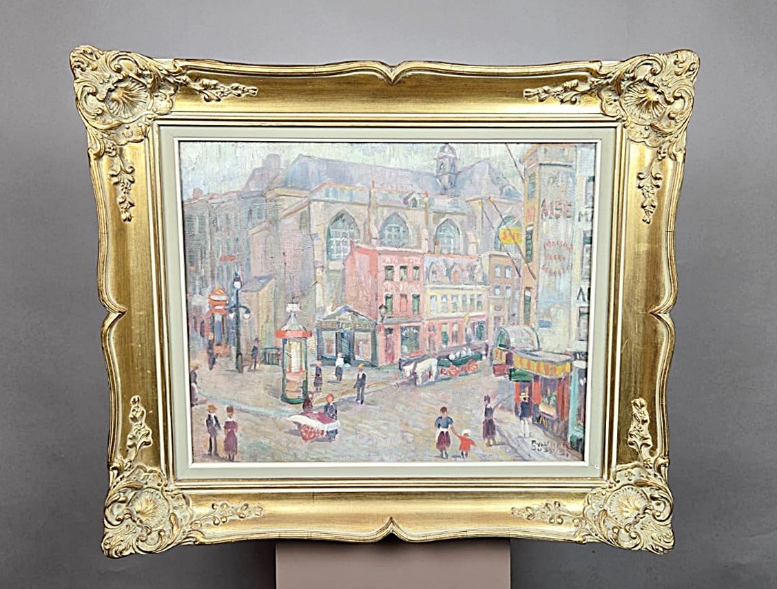 Raphaël Dubois (1888–1960), Belgian School, “church Of Saint Nicholas,” Oil On Canvas, Ca. 1920