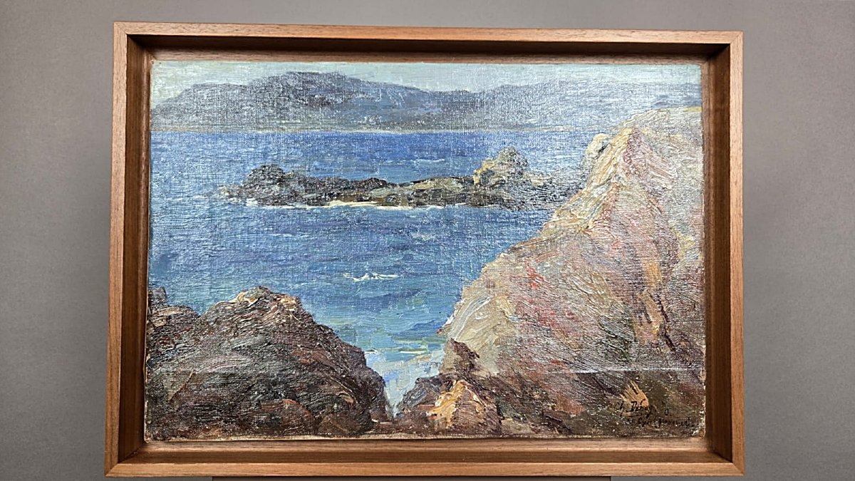 Charles Dehoy (1872-1940), artiste belge, huile sur toile "Marine"-photo-2