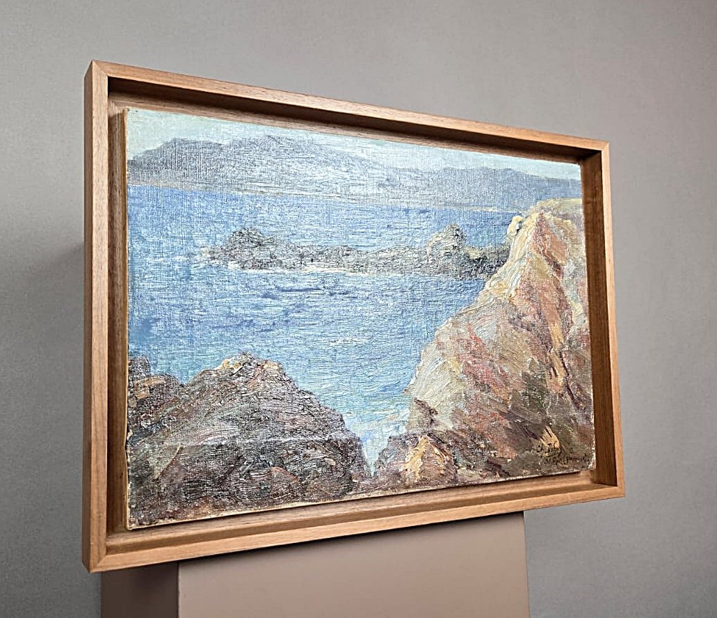 Charles Dehoy (1872-1940), artiste belge, huile sur toile "Marine"-photo-4
