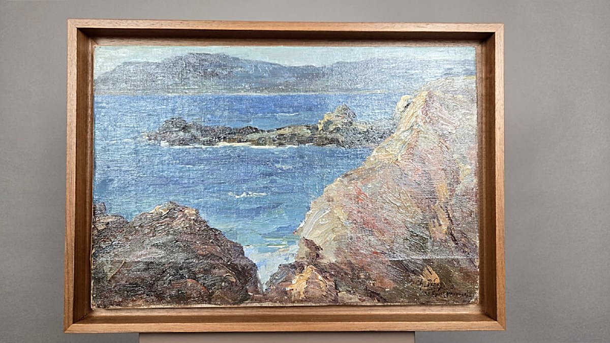 Charles Dehoy (1872-1940), artiste belge, huile sur toile "Marine"-photo-2