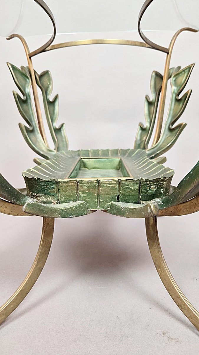 Living Room Coffee Table By Pier Luigi Colli (1895–1968), Made Of Wood And Gilded Brass, Circa 1950-photo-3