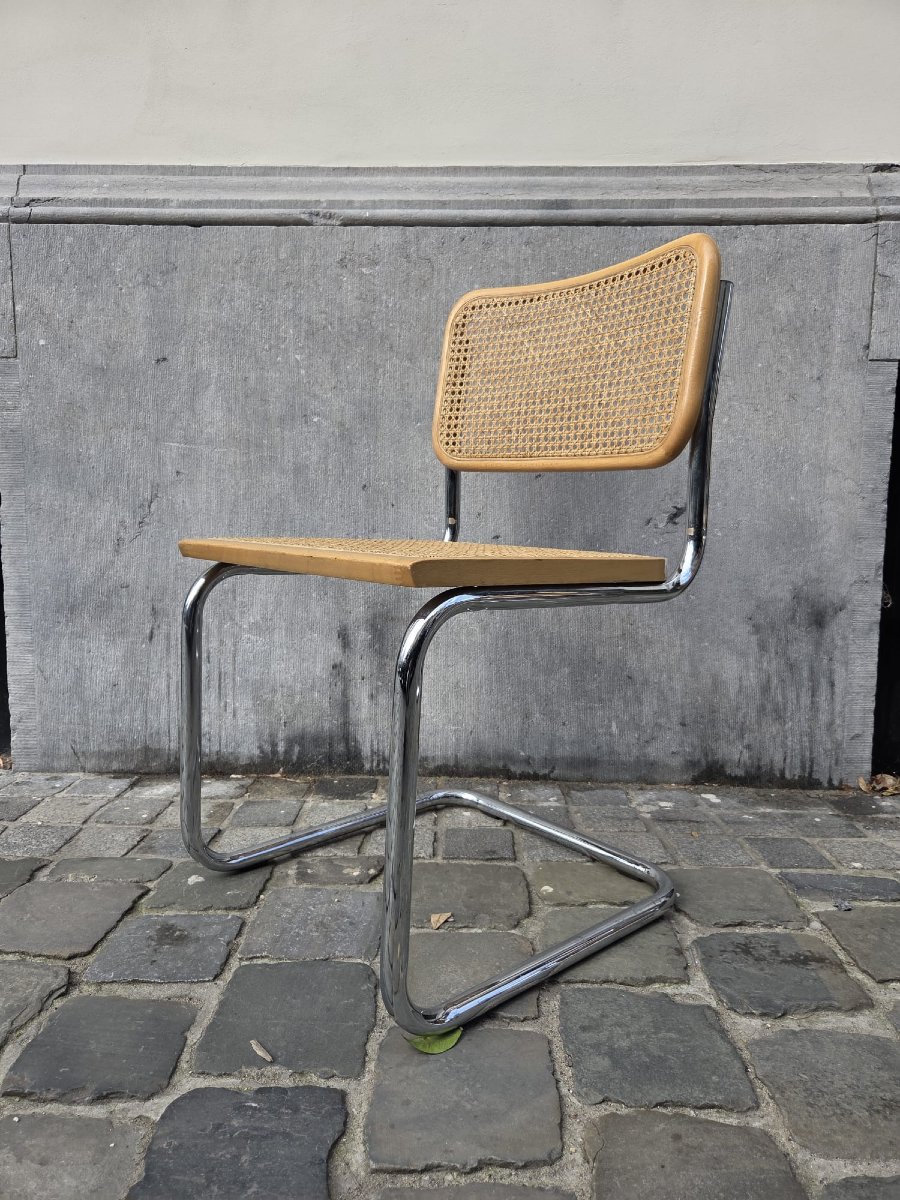 Set Of 6 B32 Cane Chairs, Italy, Circa 1970-photo-4