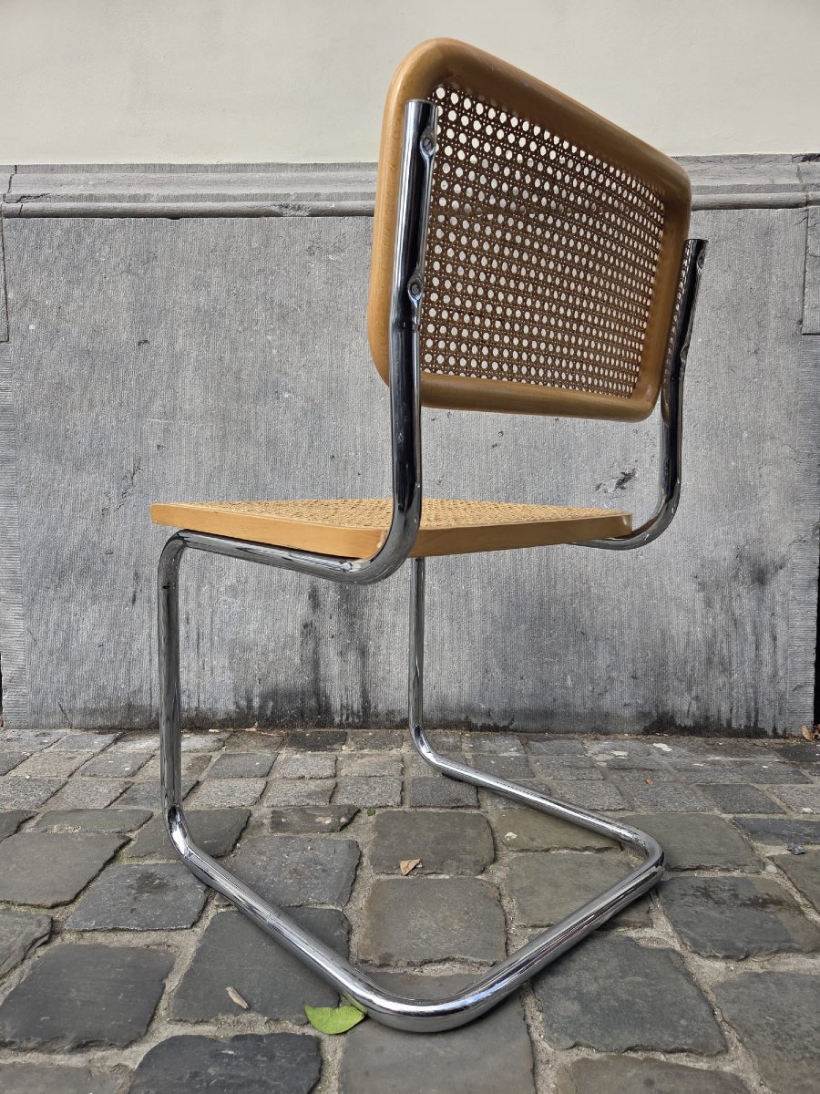 Set Of 6 B32 Cane Chairs, Italy, Circa 1970-photo-2