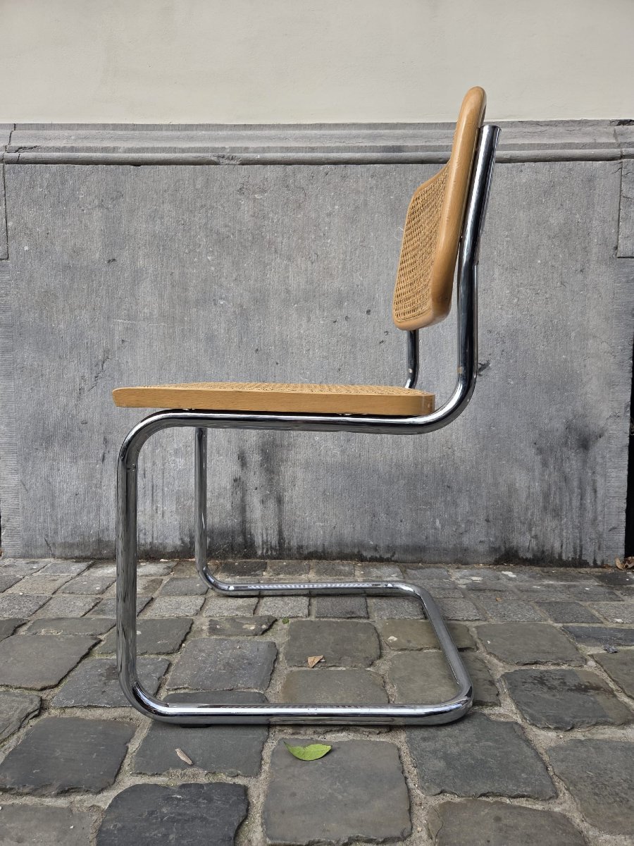Set Of 6 B32 Cane Chairs, Italy, Circa 1970-photo-3