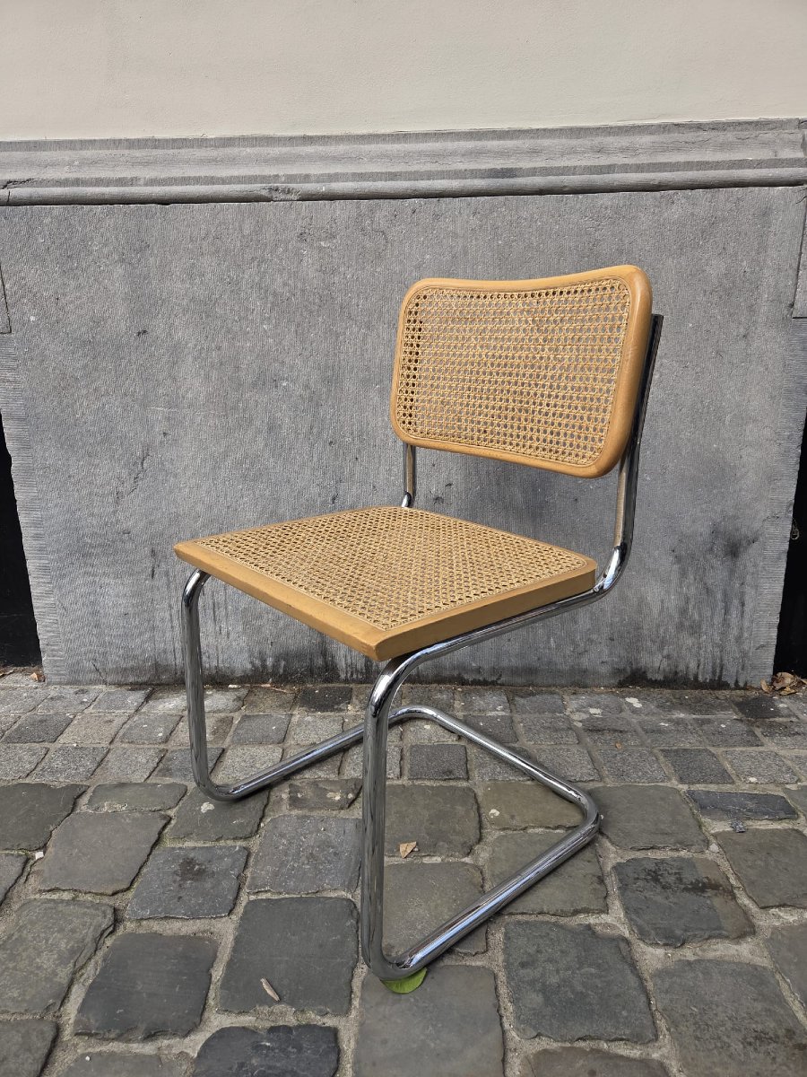 Set Of 6 B32 Cane Chairs, Italy, Circa 1970-photo-4