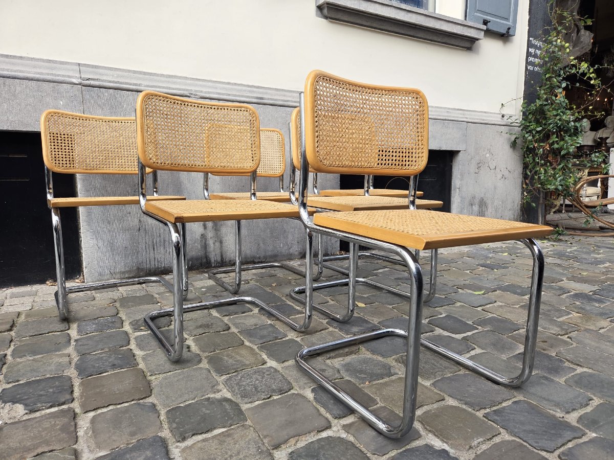 Set Of 6 B32 Cane Chairs, Italy, Circa 1970
