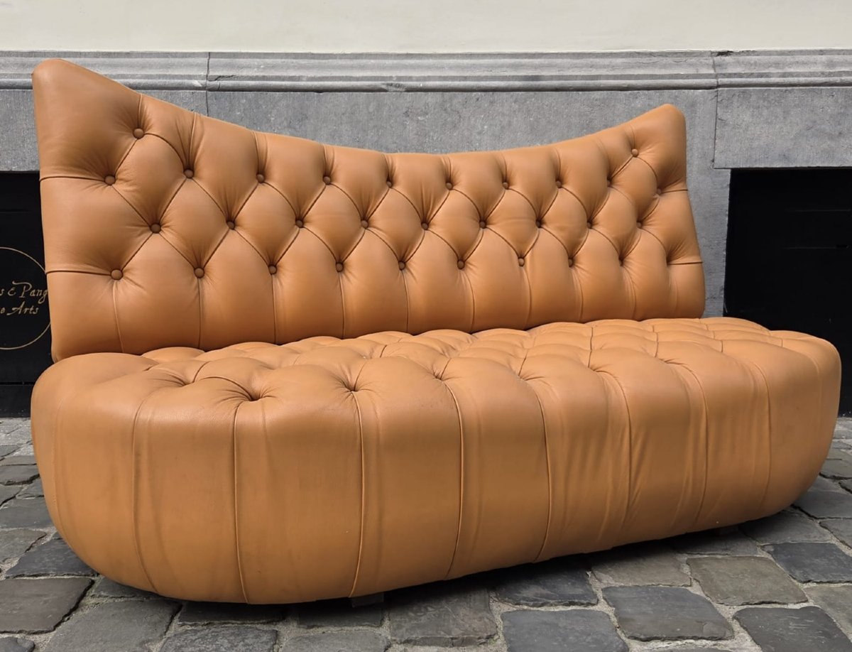 Tufted Leather Sofa, 20th-photo-4