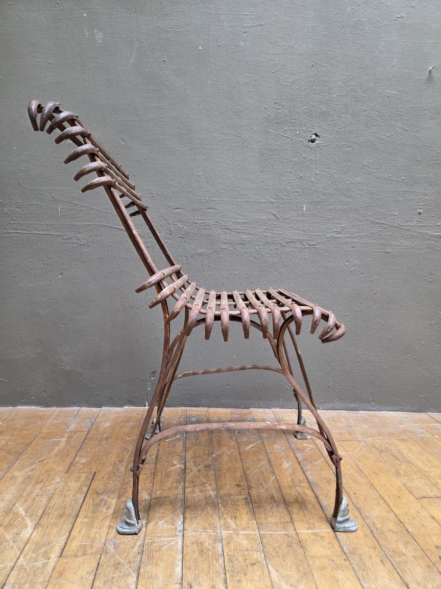 Suite de 4 chaises Arras en fer forgé avec leurs sabots, début 20th-photo-2