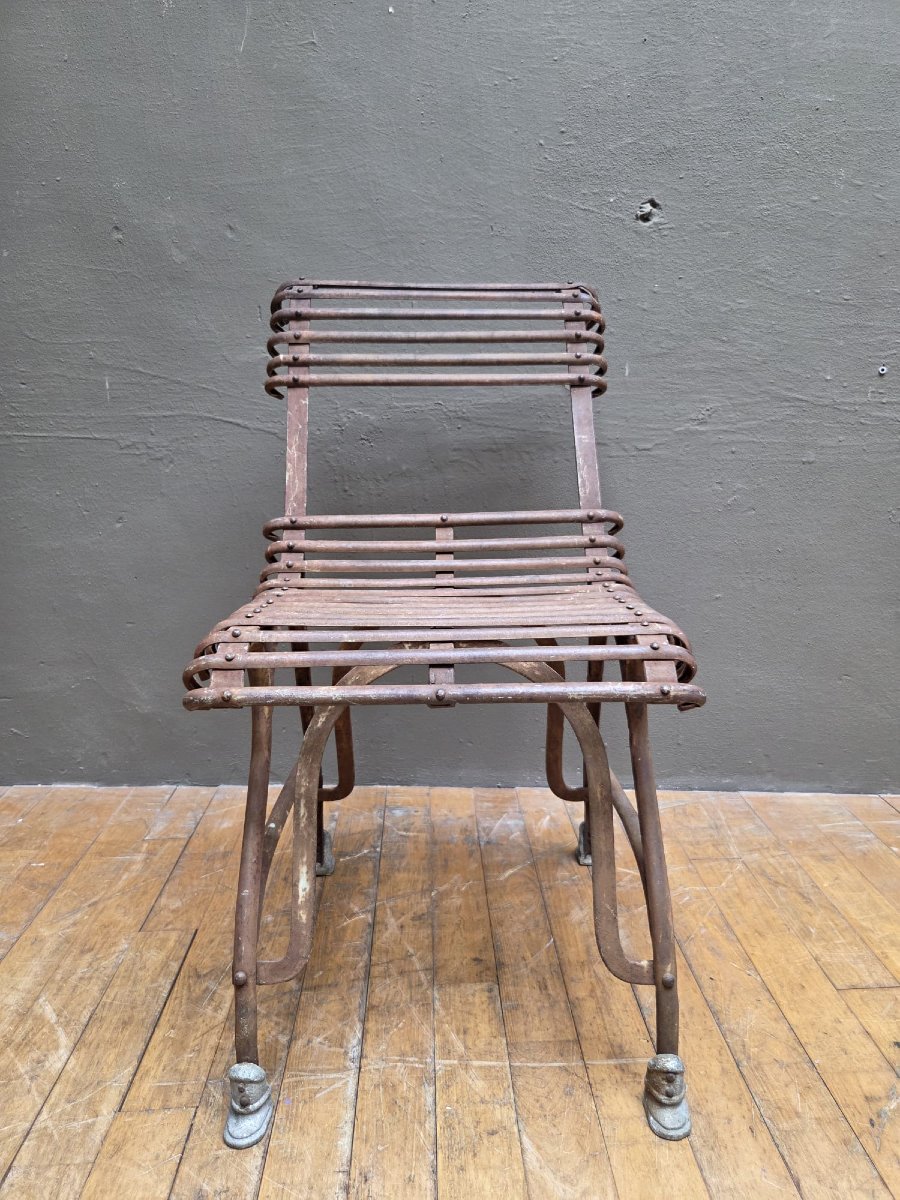 Suite de 4 chaises Arras en fer forgé avec leurs sabots, début 20th-photo-4