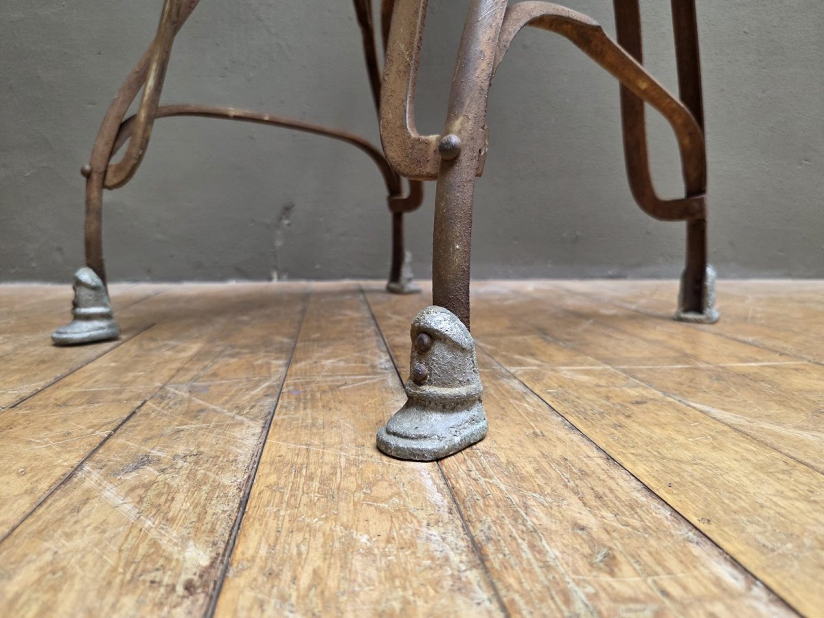 Suite de 4 chaises Arras en fer forgé avec leurs sabots, début 20th-photo-5
