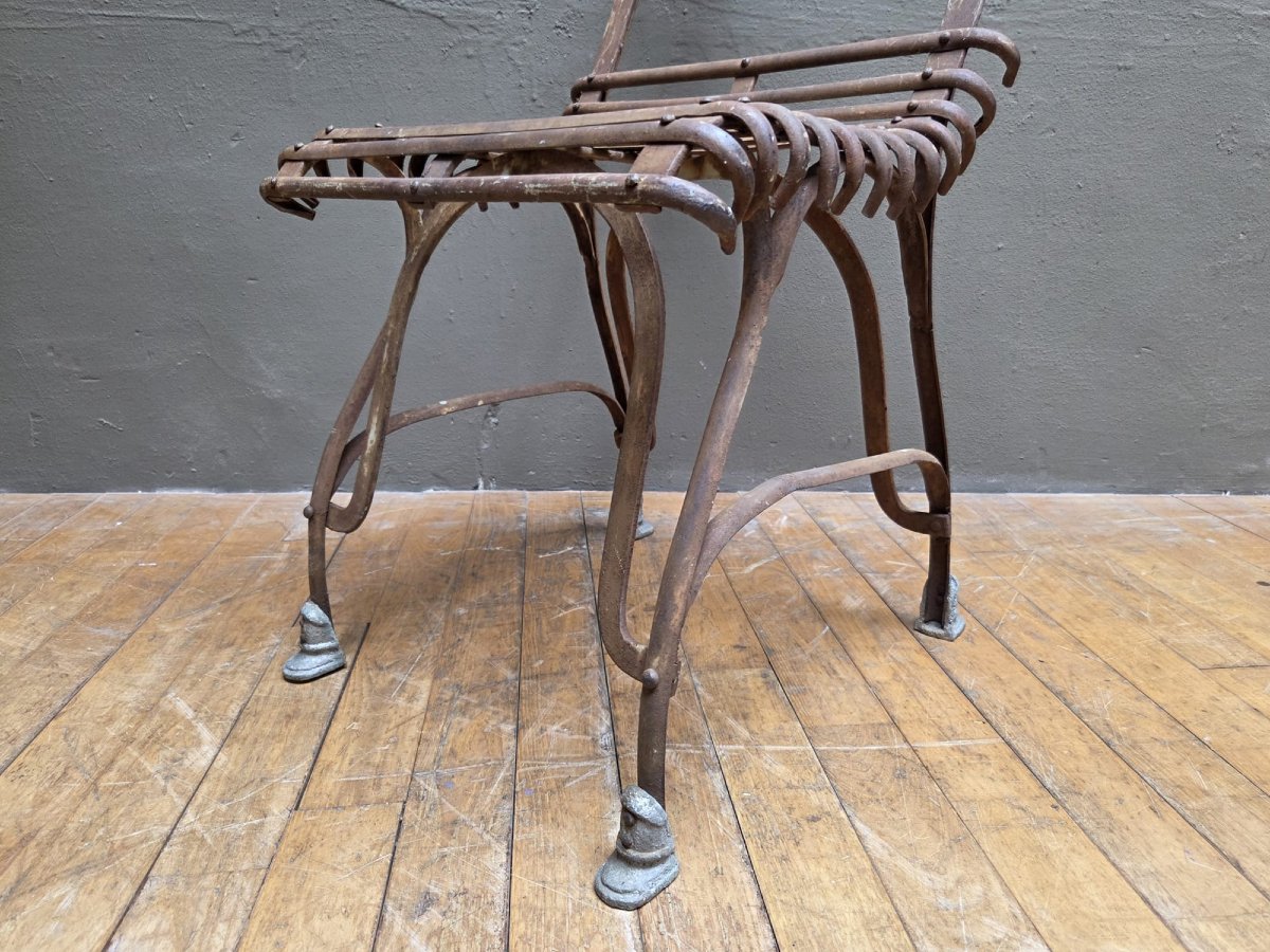 Suite de 4 chaises Arras en fer forgé avec leurs sabots, début 20th-photo-6
