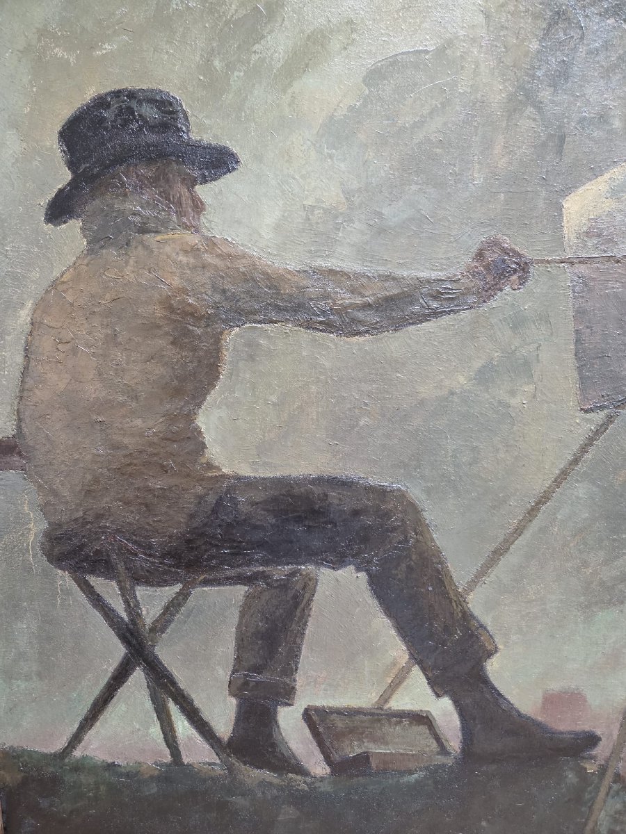 Valery Vander Poorten, Huile sur toile "Le peintre"-photo-2