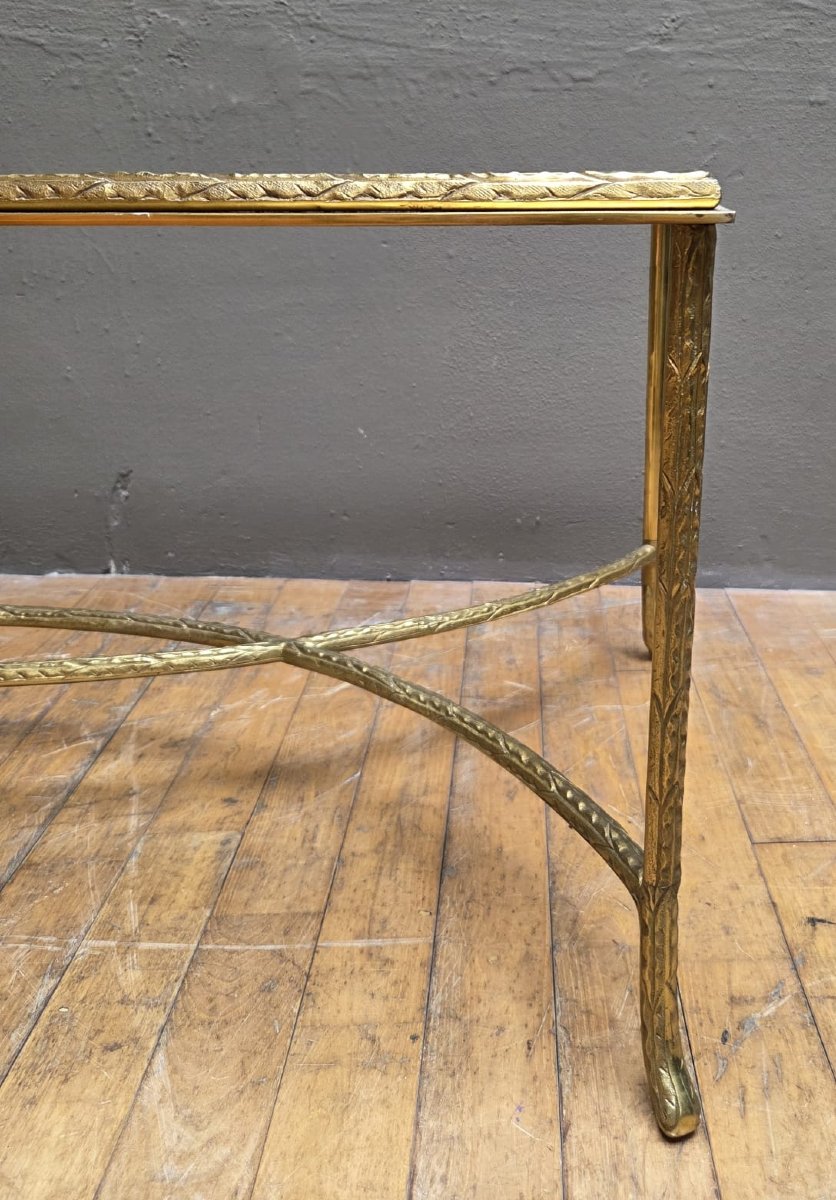 Maison Charles, Brass Coffee Table With Laurel Frieze Decoration, Circa 1970-photo-3
