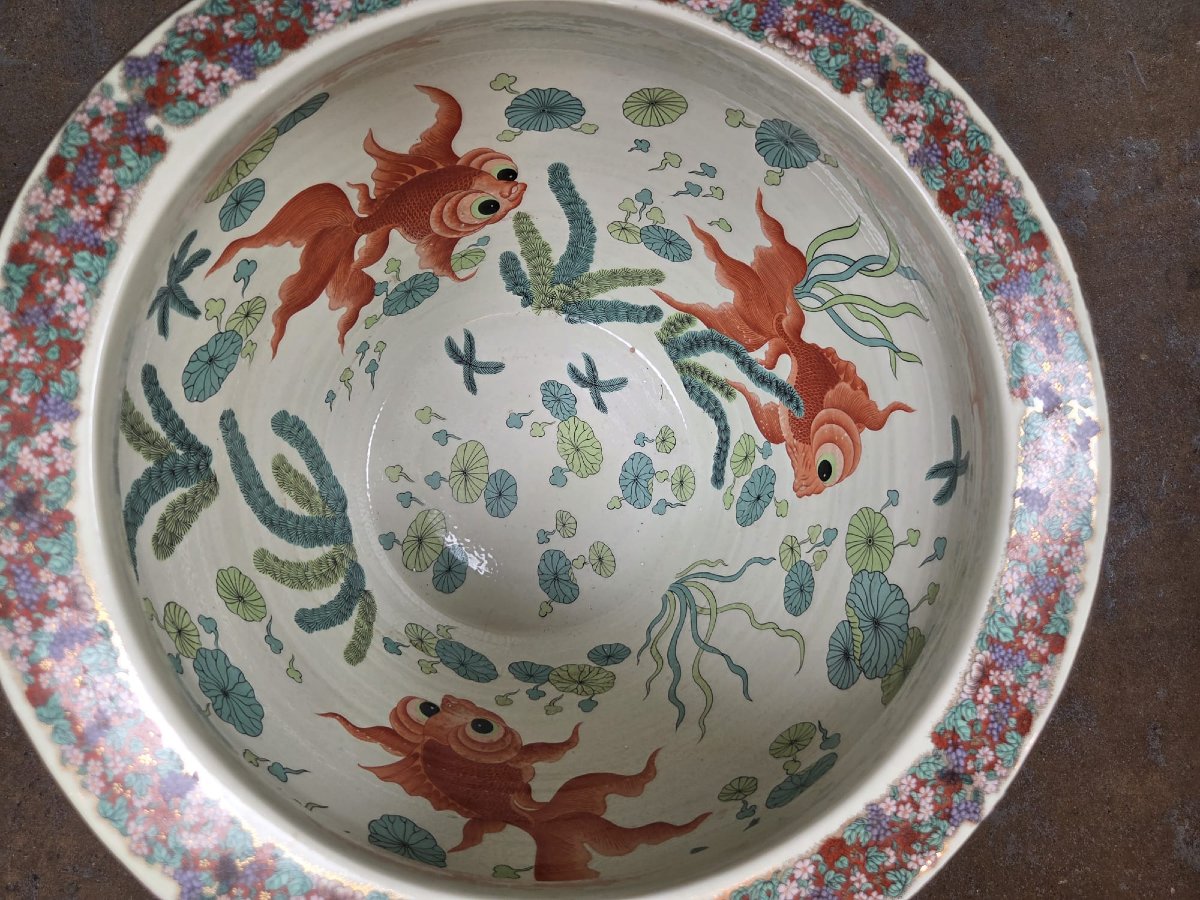Aquarium en porcelaine polychrome de Chine, début 20th-photo-4