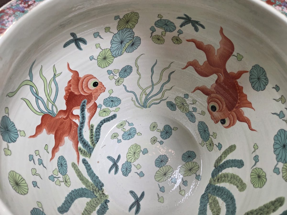 Aquarium en porcelaine polychrome de Chine, début 20th-photo-5