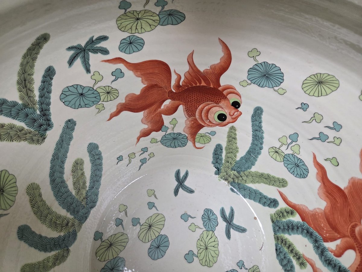 Aquarium en porcelaine polychrome de Chine, début 20th-photo-6