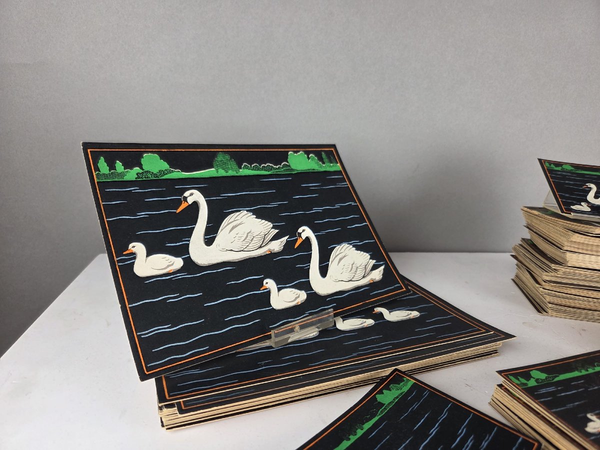 Educational Game "the Swan Game," 200 Cards, Circa 1930-photo-2