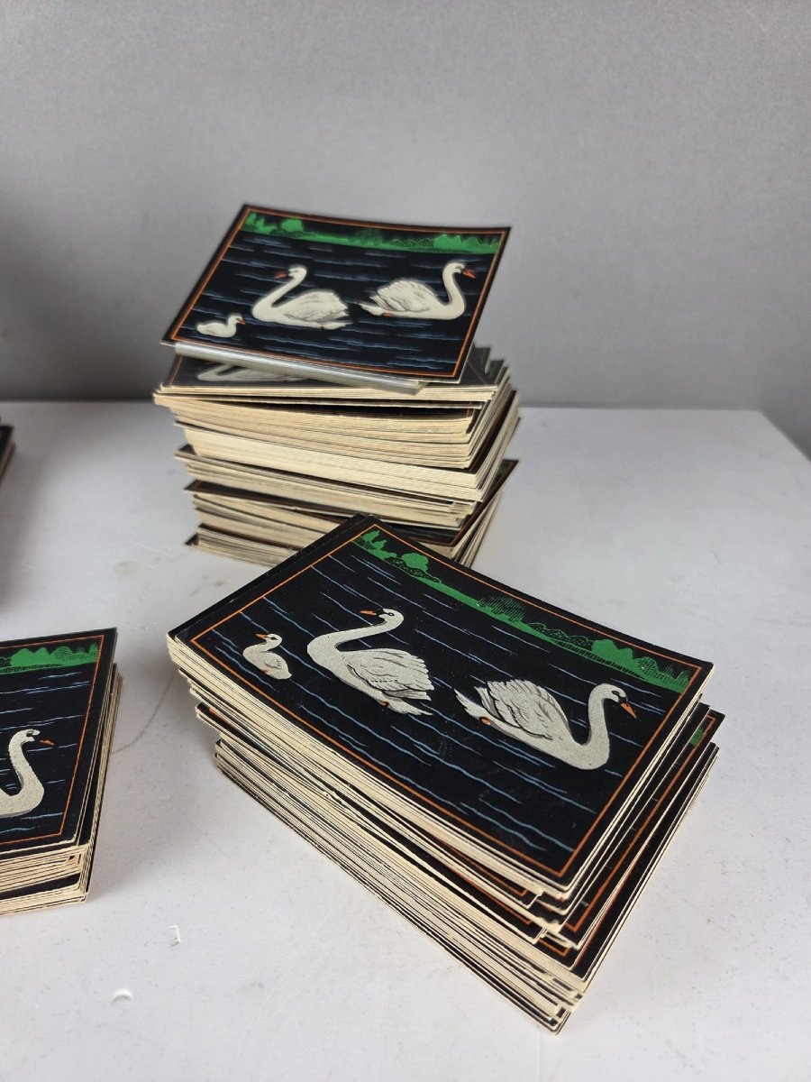 Educational Game "the Swan Game," 200 Cards, Circa 1930-photo-3