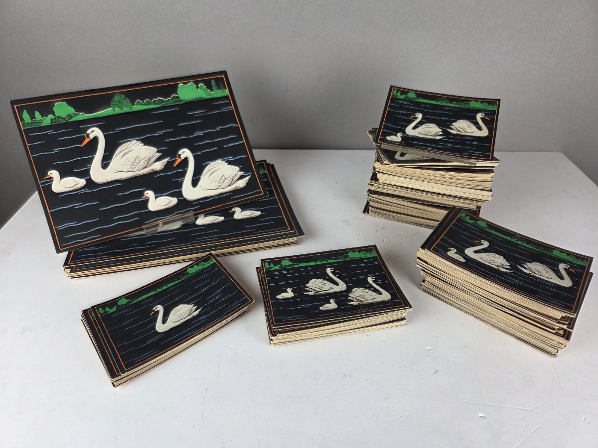 Educational Game "the Swan Game," 200 Cards, Circa 1930-photo-1