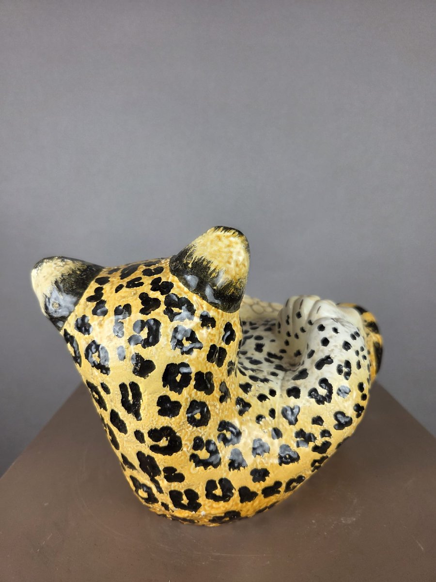 Young Leopard, Polychrome Earthenware, Italy, Ca. 1970-photo-3