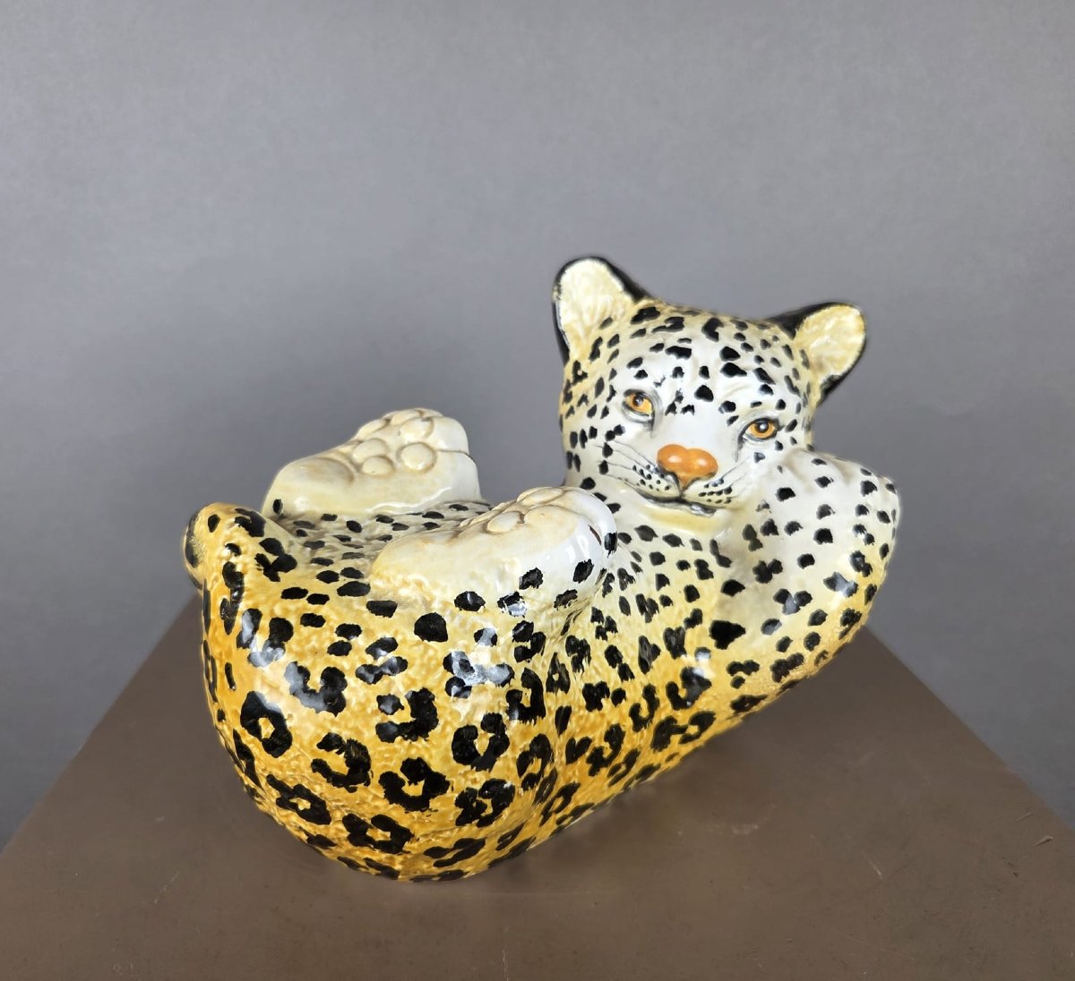 Young Leopard, Polychrome Earthenware, Italy, Ca. 1970