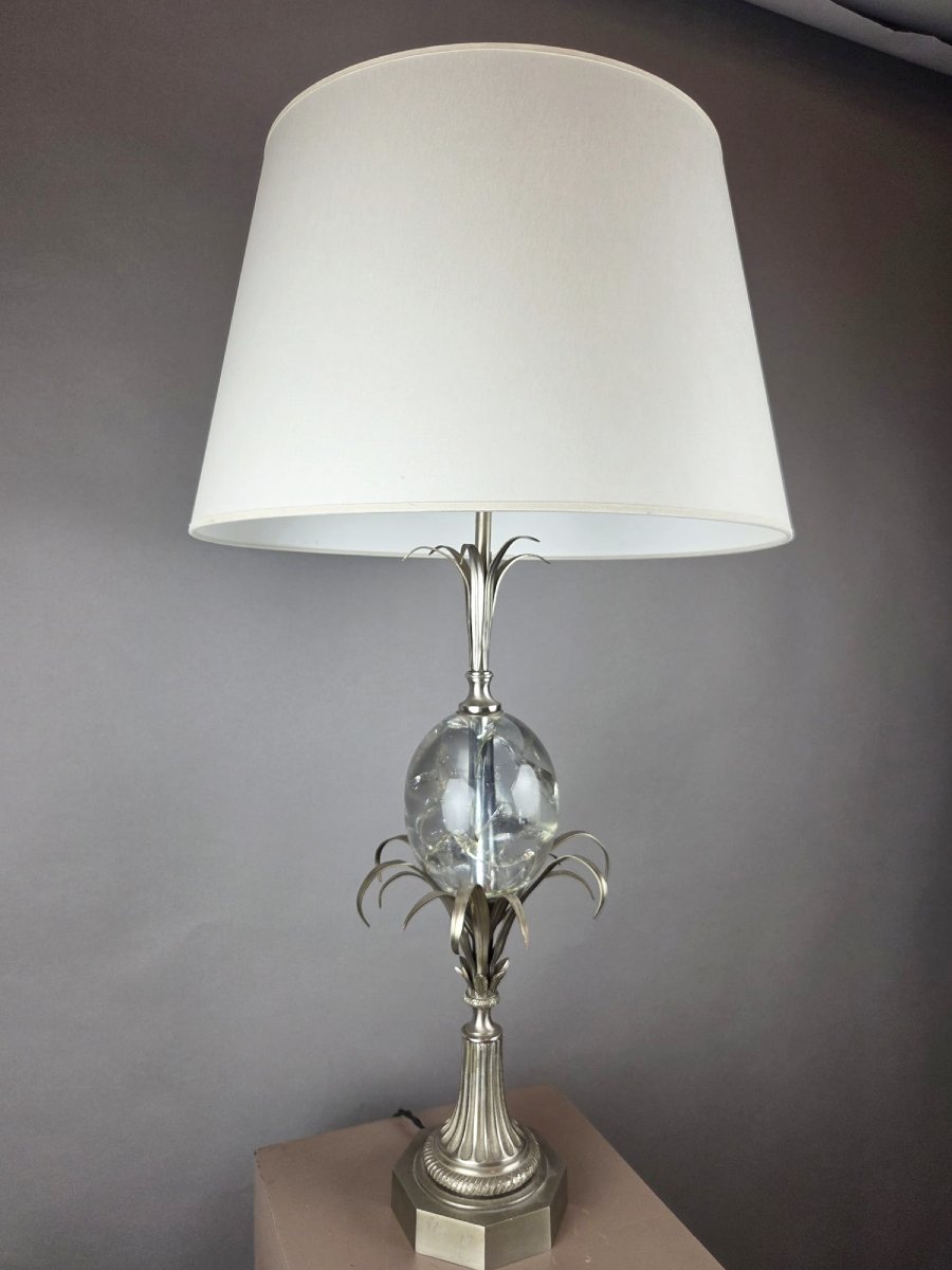 Maison Charles Lamp In Silver-plated Metal, Circa 1970-photo-3
