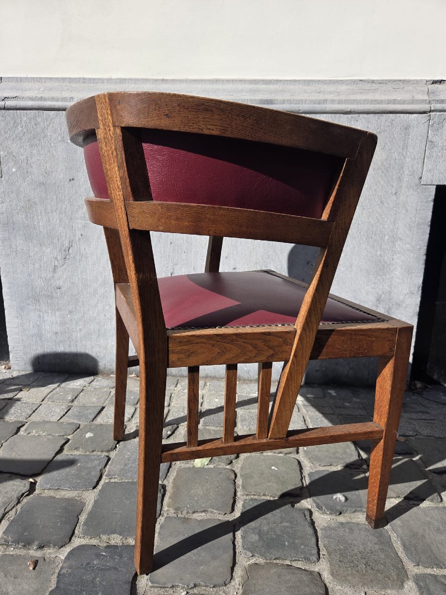 Pair Of Oak Armchairs, Circa 1900-photo-4