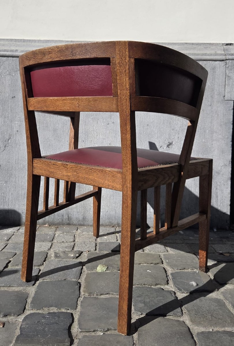 Pair Of Oak Armchairs, Circa 1900-photo-1