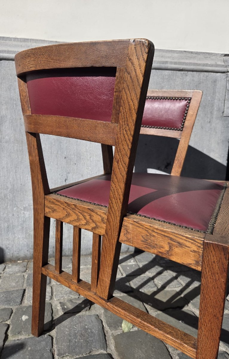 Pair Of Oak Armchairs, Circa 1900-photo-3