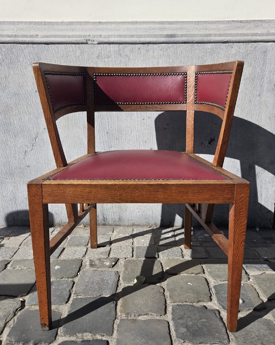 Pair Of Oak Armchairs, Circa 1900-photo-5